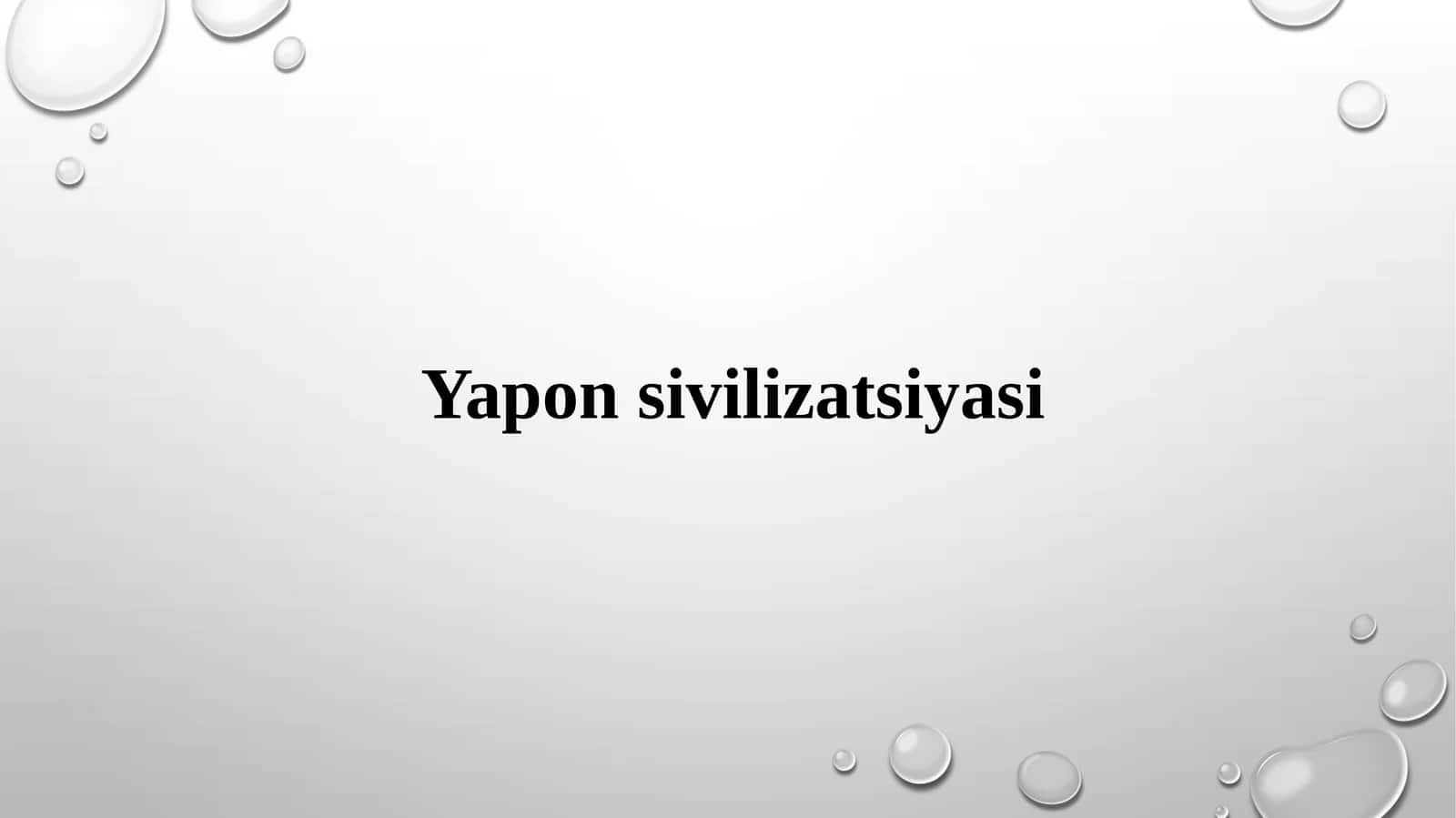 Yapon sivilizatsiyasi 1
