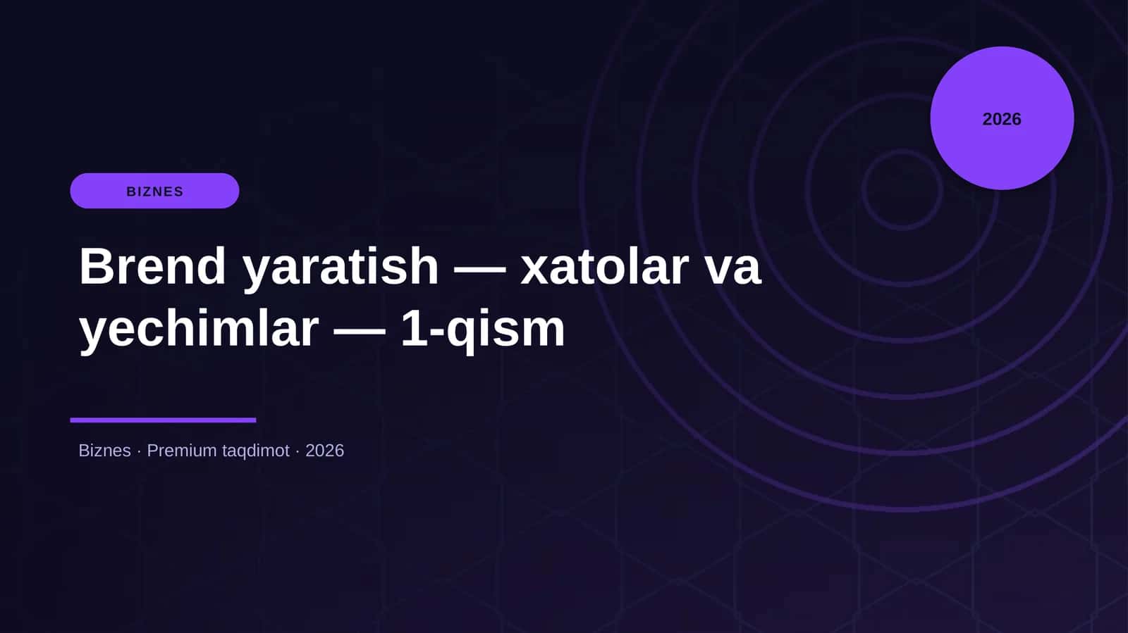Brend yaratish — xatolar va yechimlar — 1-qism 1