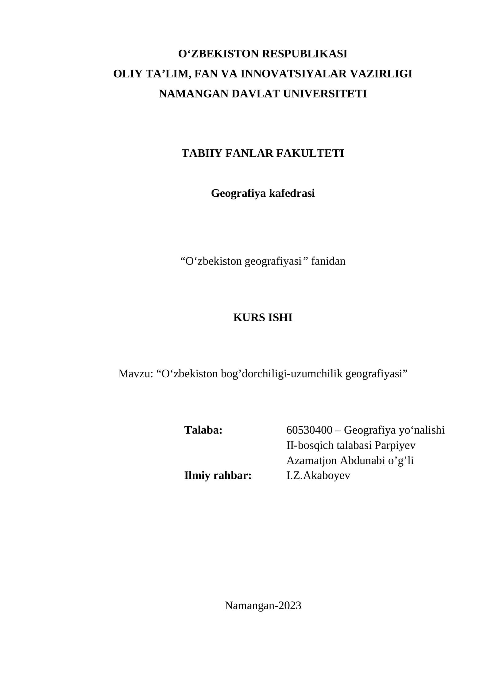 O‘zbekiston bog’dorchiligi-uzumchilik geografiyasi 1
