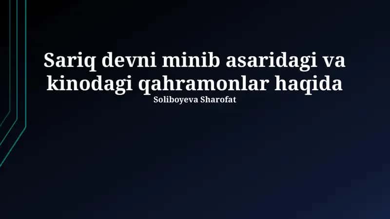 Qahramonlarning taqdiri 1