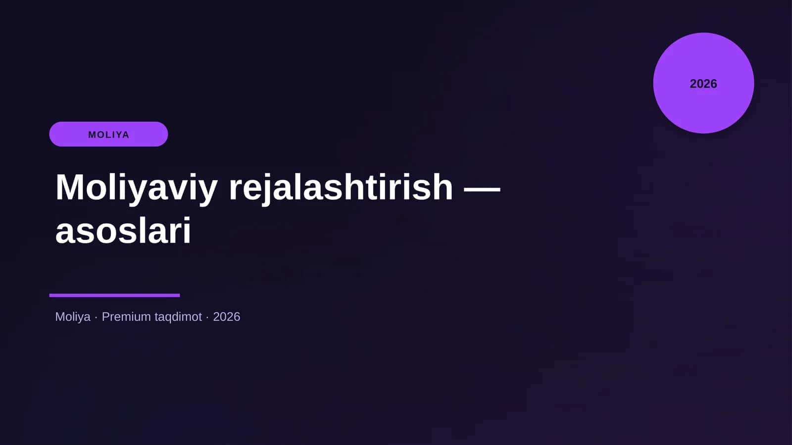 Moliyaviy rejalashtirish — asoslari 1