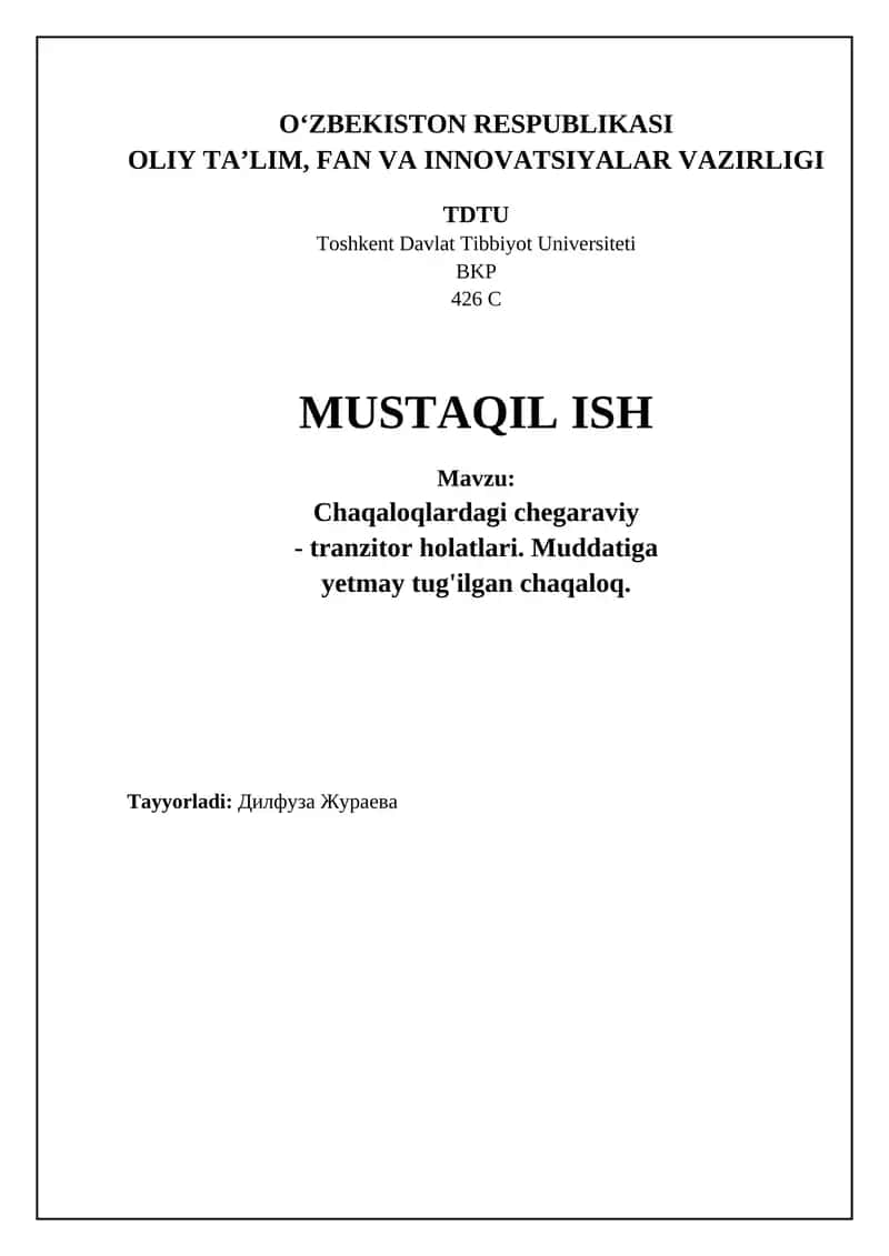 Uzoq muddatli natijalar, parvarishlash va ota-onalarni qo'llab-quvvatlash 1