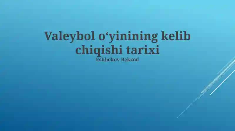Voleybol oʻyinining kelib chiqishi tarixi 1