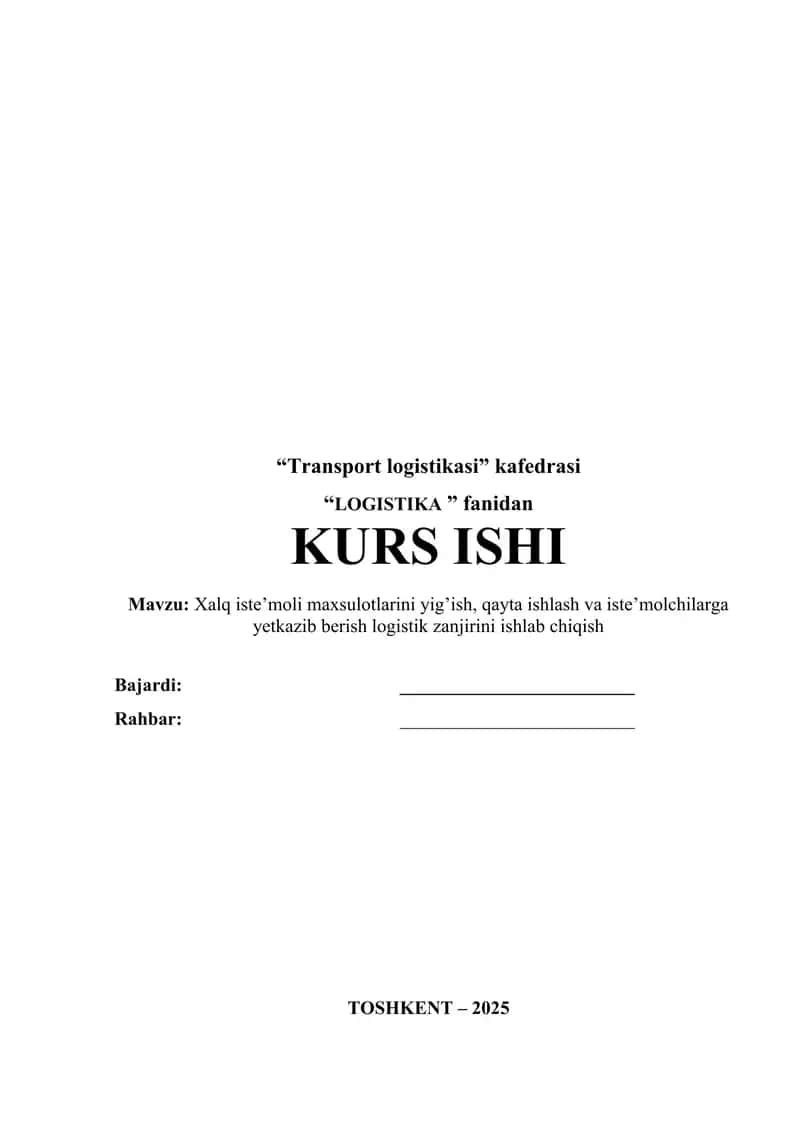 Logistika kurs ishi 1