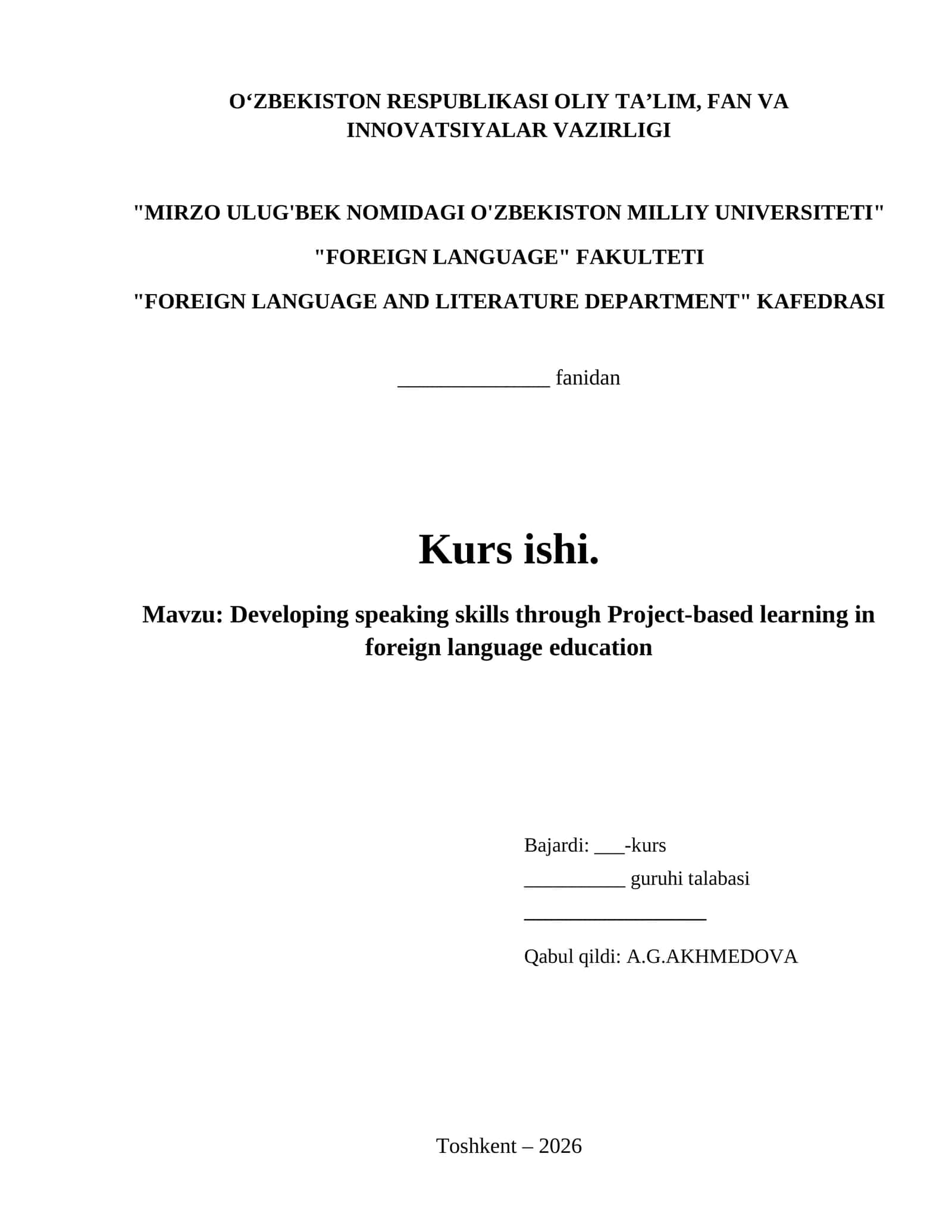 Developing speaking skills through Project-based learning in foreign language education 1