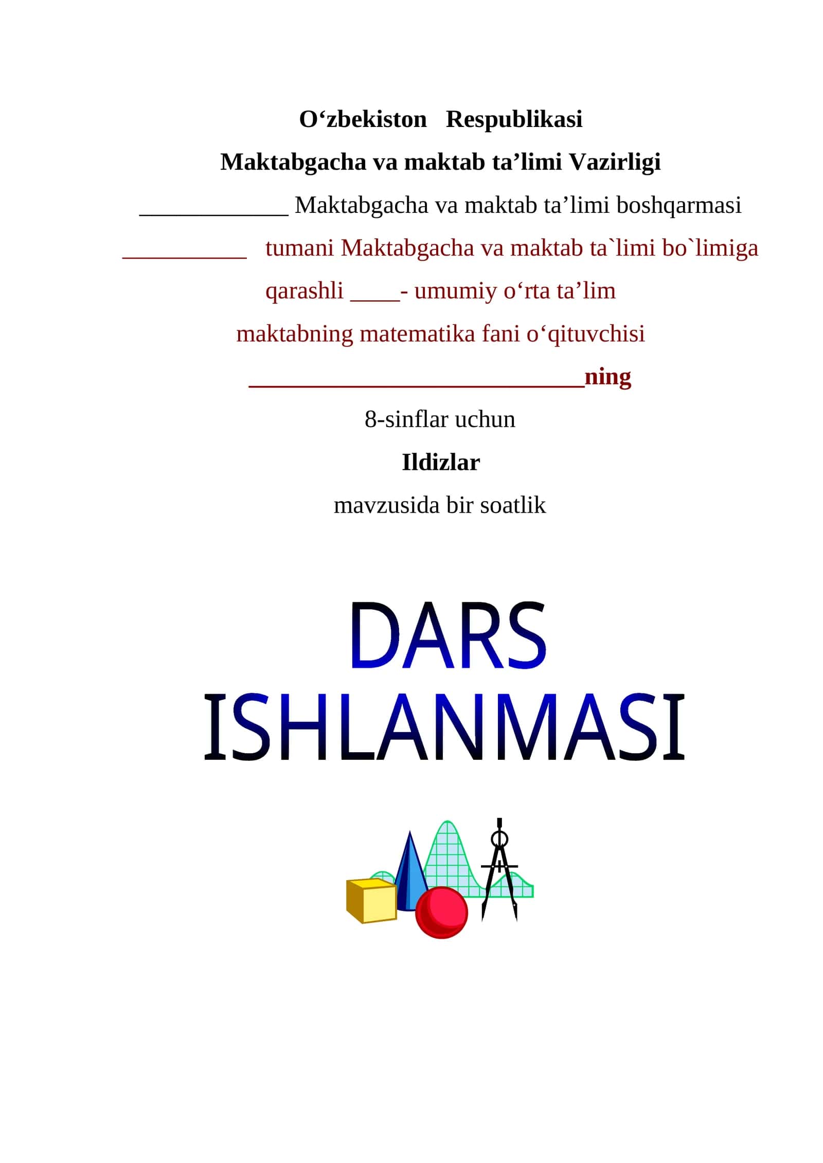 Ildizlar , dars ishlanma 8-sinf 1