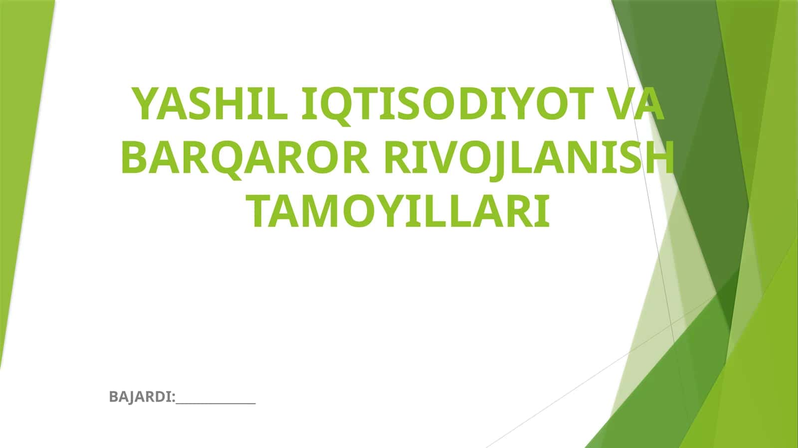 YASHIL IQTISODIYOT VA BARQAROR RIVOJLANISH TAMOYILLARI 1
