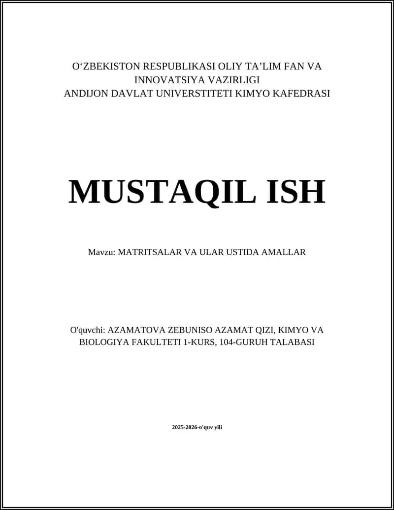 MATRITSALAR VA ULAR USTIDA AMALLAR 1