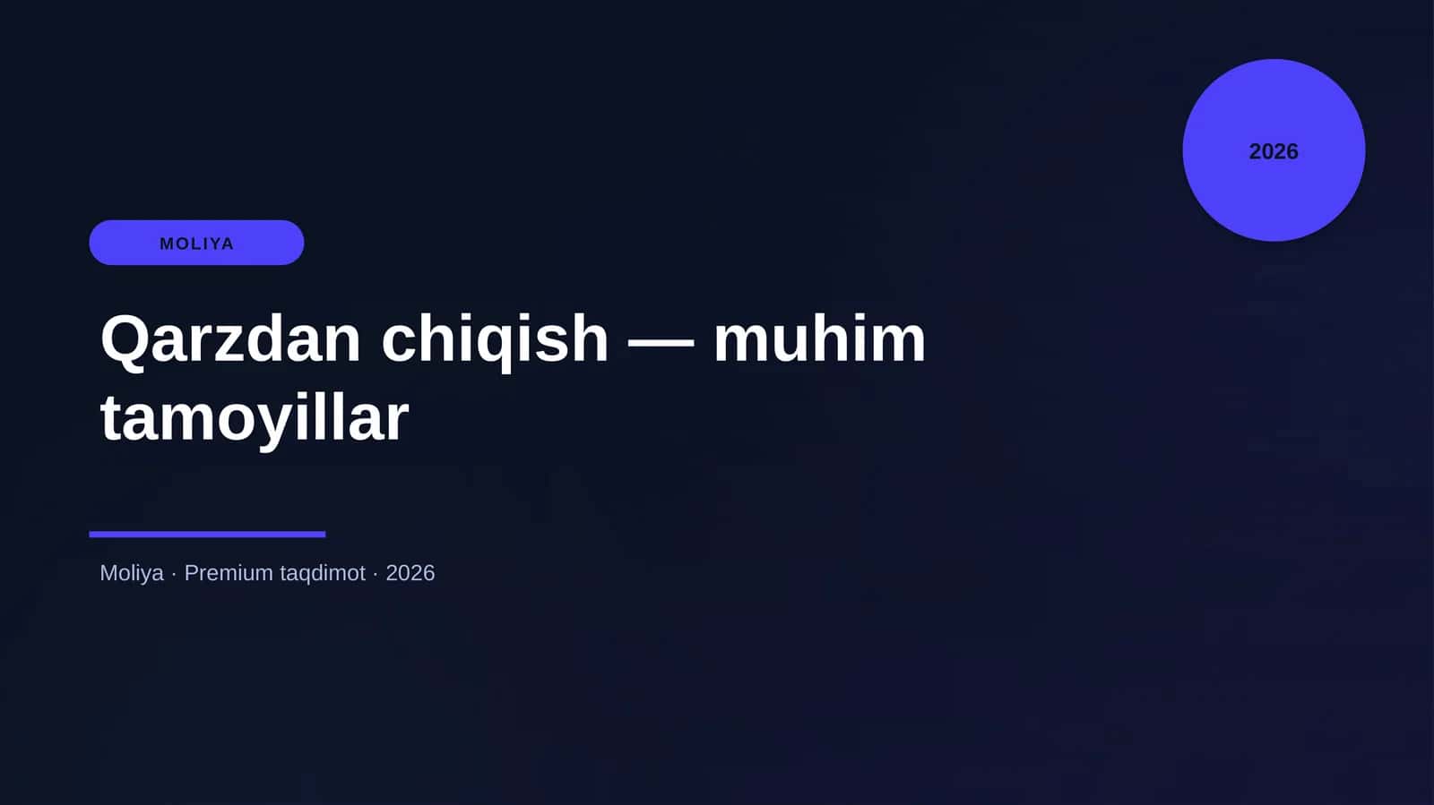 Qarzdan chiqish — muhim tamoyillar 1