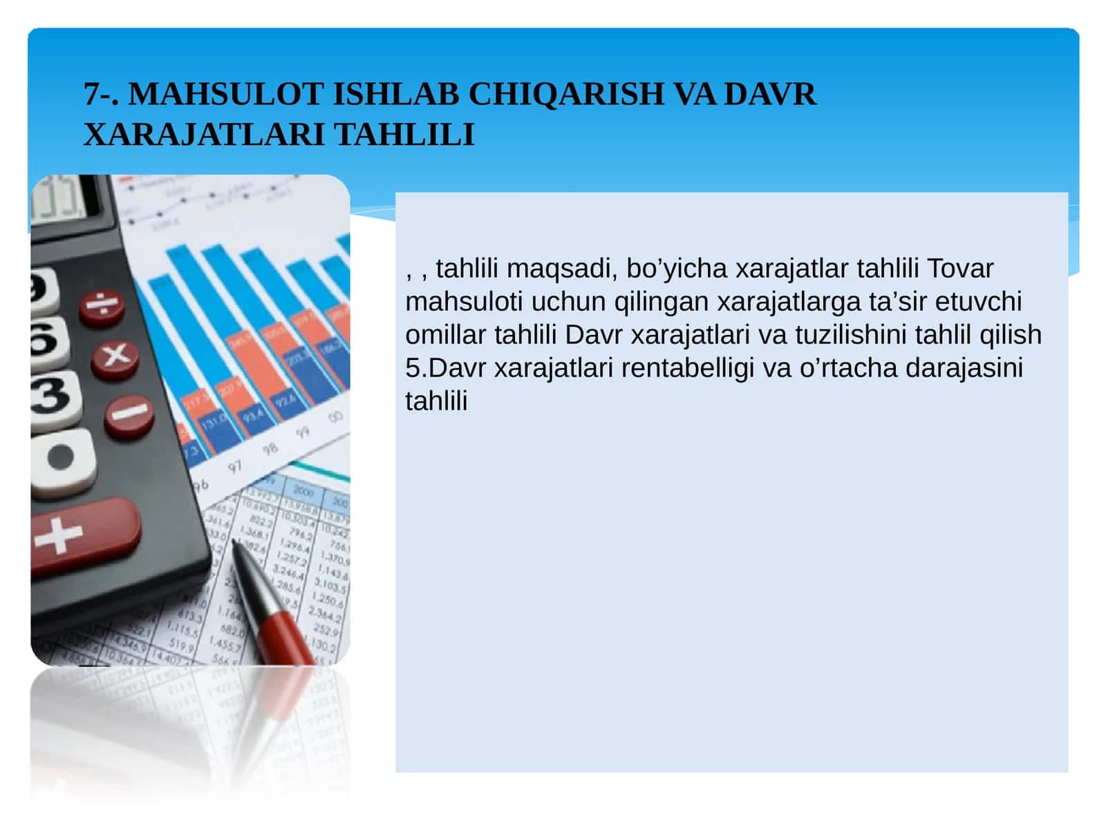 Davr xarajatlari va tuzilishini tahlil qilish 1