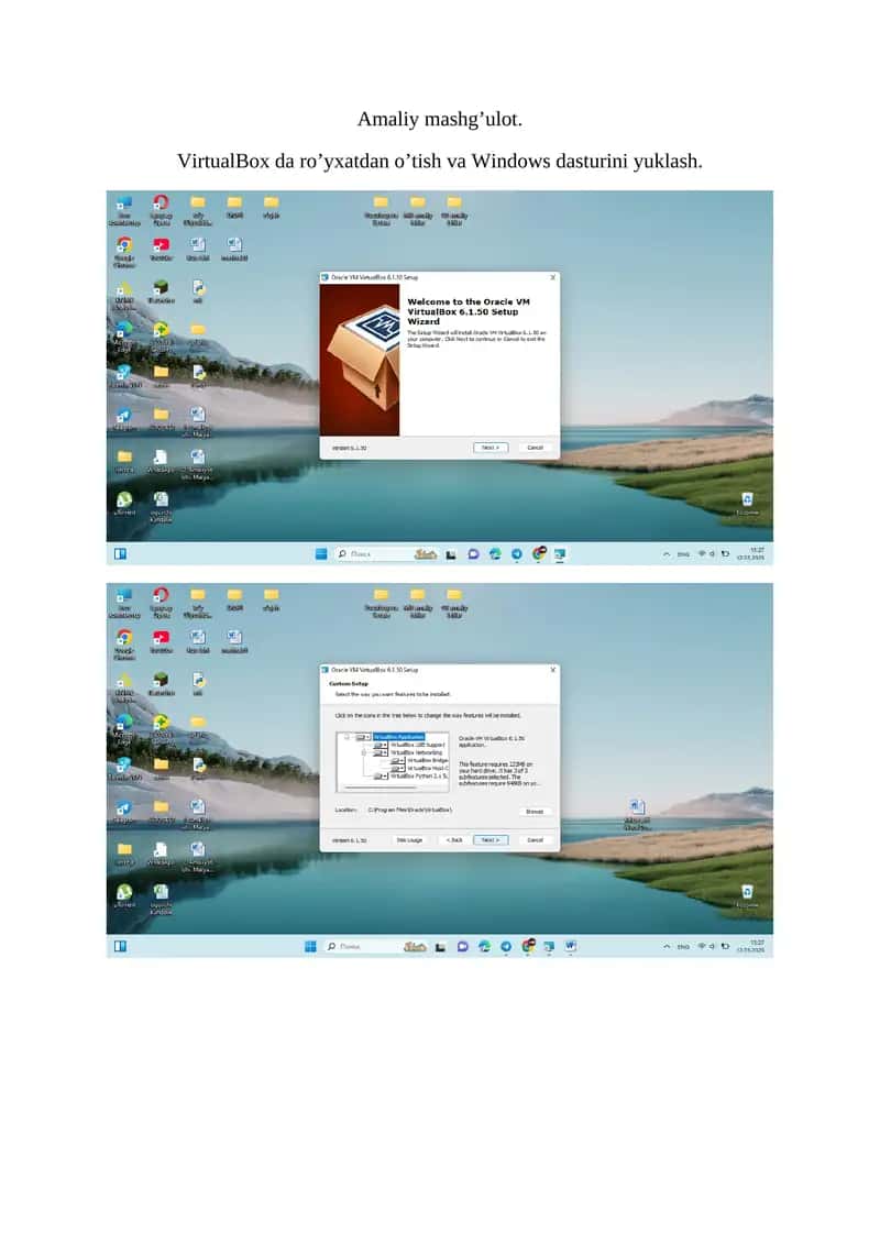VirtualBox da ro’yxatdan o’tish va Windows dasturini yuklash 1