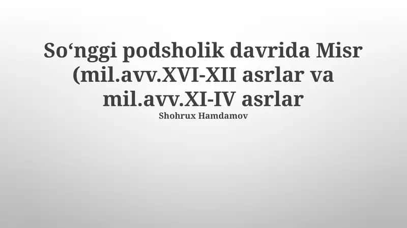 So'nggi davr Misr 1