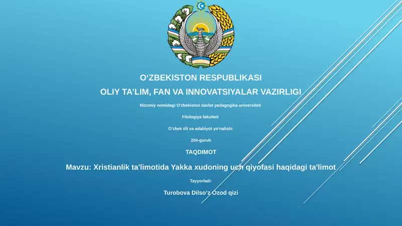 Xristianlik ta'limotida Yakka xudoning uch qiyofasi haqidagi ta'limot 1
