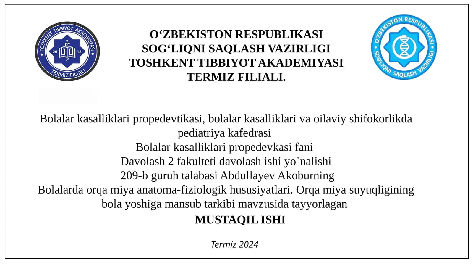 Bolalar kasalliklari propedeutikasi 1