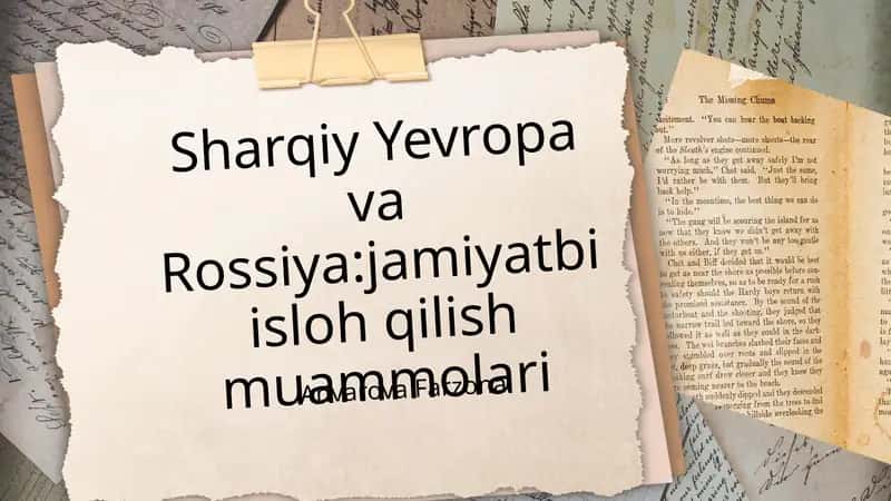 Sharqiy Yevropa va Rossiya: jamiyatbi isloh qilish muammolari 1