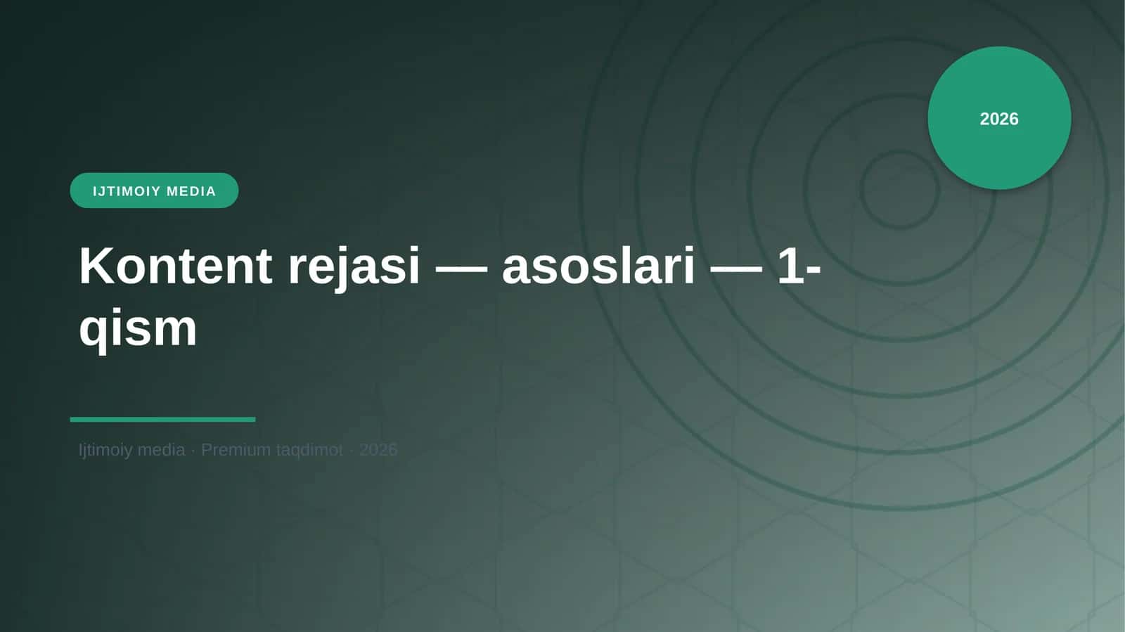 Kontent rejasi — asoslari — 1-qism 1