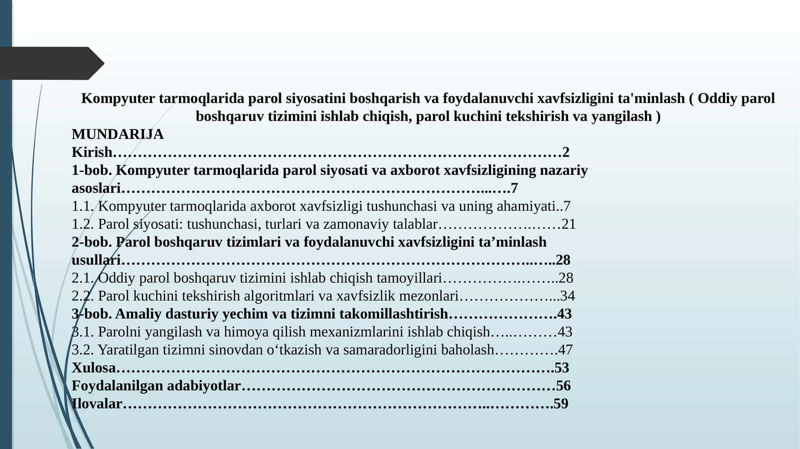 Kompyutertarmoqlaridaparolsiyosatiniboshqarishvafoydalanuvchixavfsizliginita'minlash 1