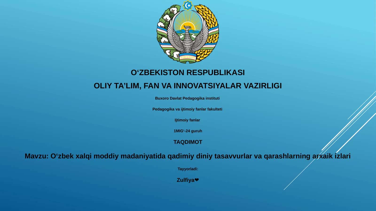 Oʻzbek xalqi moddiy madaniyatida qadimiy diniy tasavvurlar va qarashlarning arxaik izlari 1