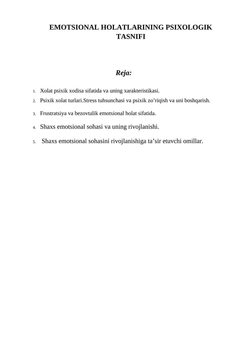EMOTSIONAL HOLATLARINING PSIXOLOGIK TASNIFI 1