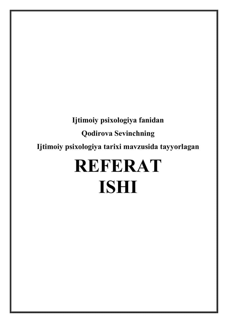 Ijtimoiy psixologiya tarixi 1