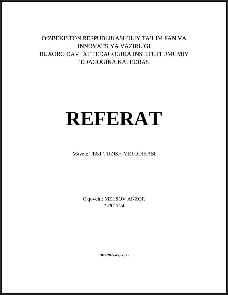 TEST TUZISH METODIKASI 1