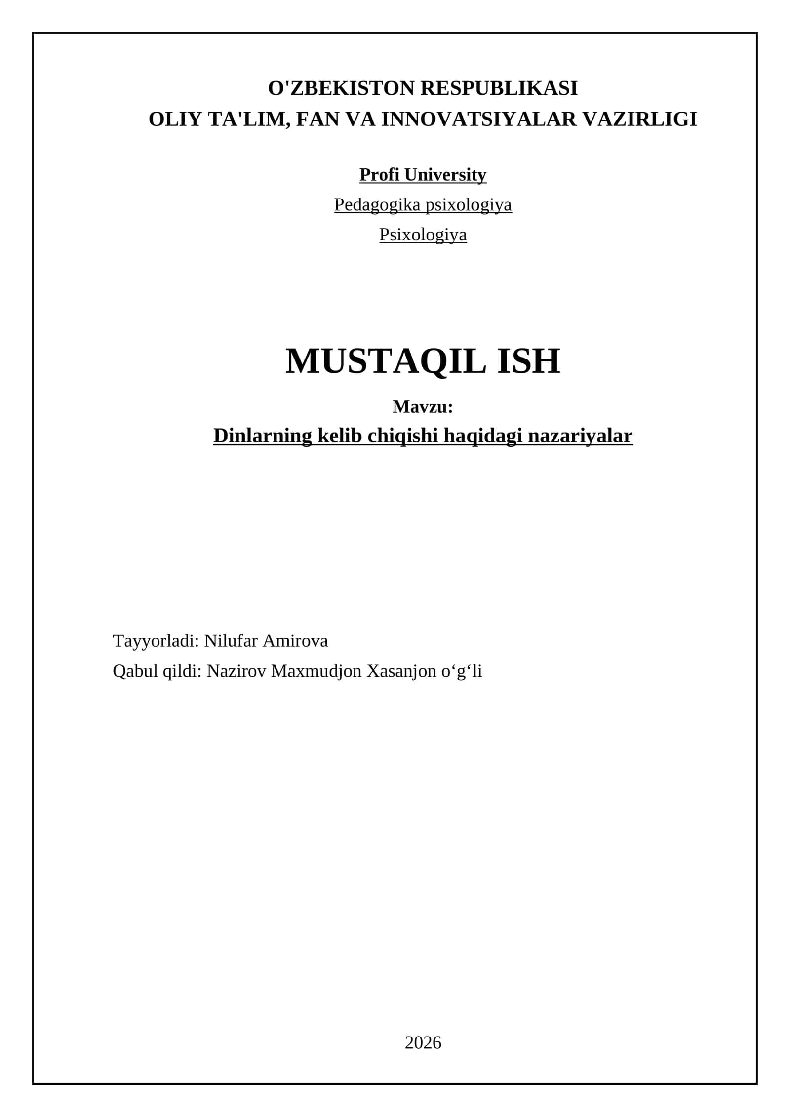 Dinlarning kelib chiqishi haqidagi nazariyalar 1