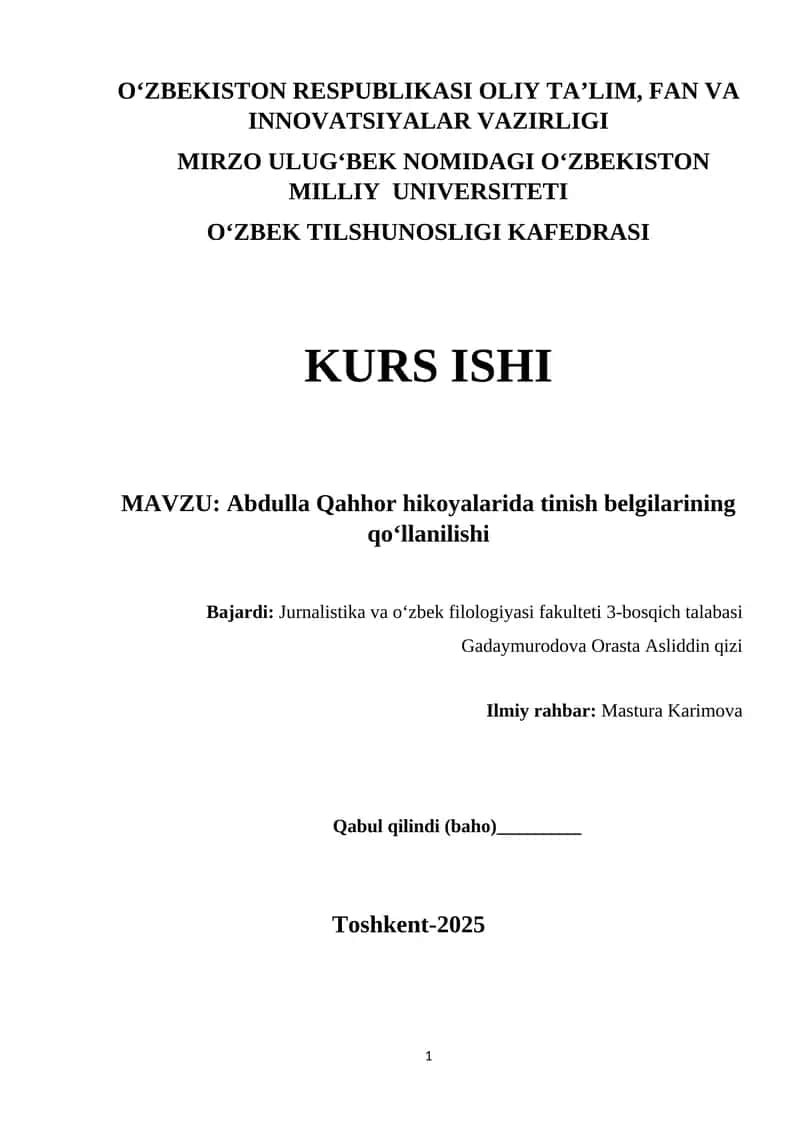 Abdulla Qahhor hikoyalarida tinish belgilarining qo‘llanilishi 1