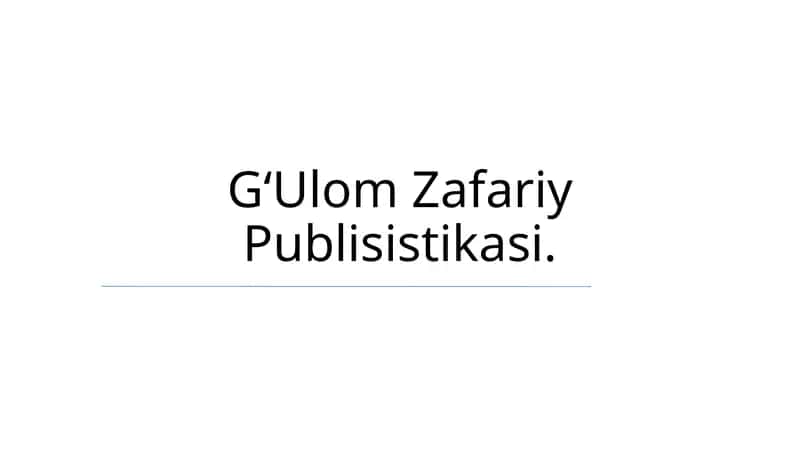 G‘Ulom Zafariy Publisistikasi 1
