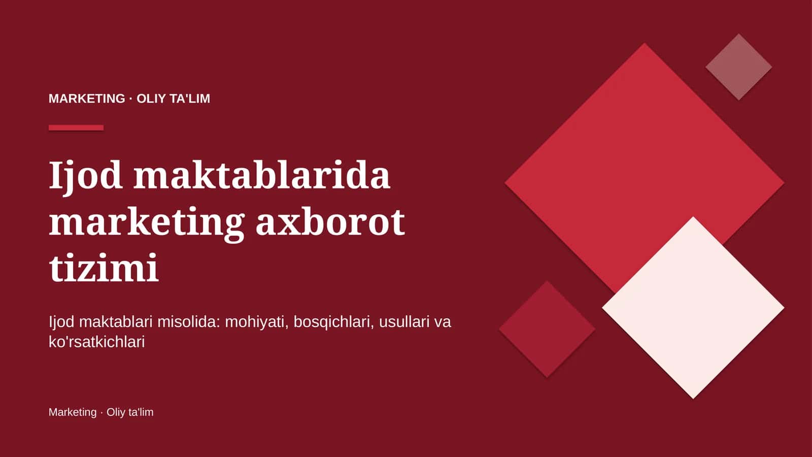 Ijod maktablarida marketing axborot tizimi 1