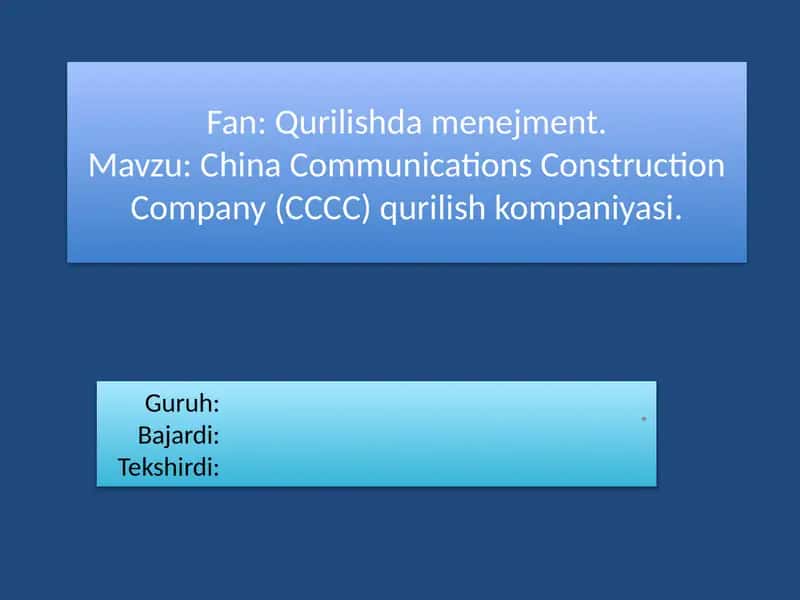 China Communications Construction Company (CCCC) 1
