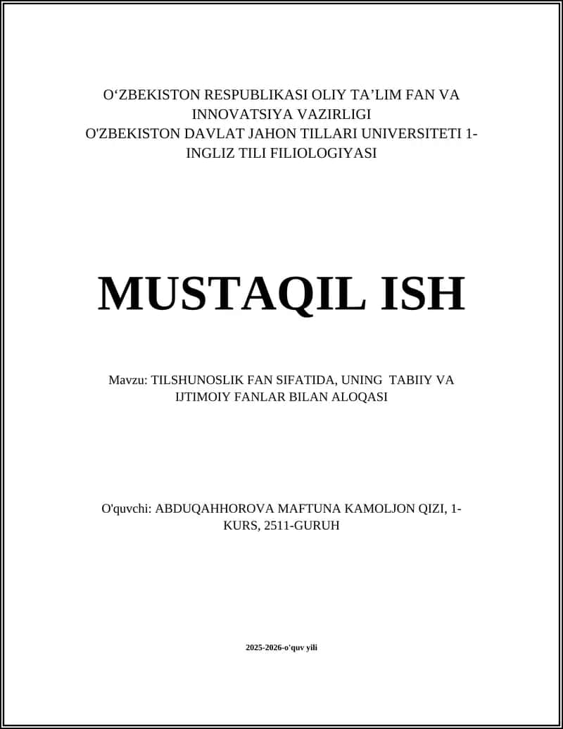 Tilshunoslik fanining mohiyati va tadqiqot usullari 1