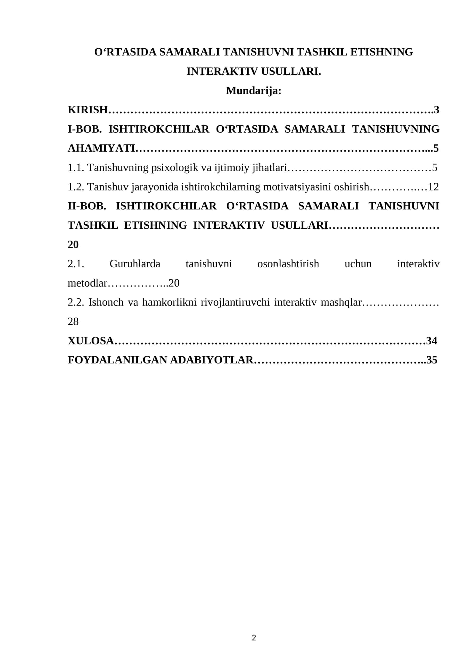 O‘RTASIDA SAMARALI TANISHUVNI TASHKIL ETISHNING INTERAKTIV USULLARI 1