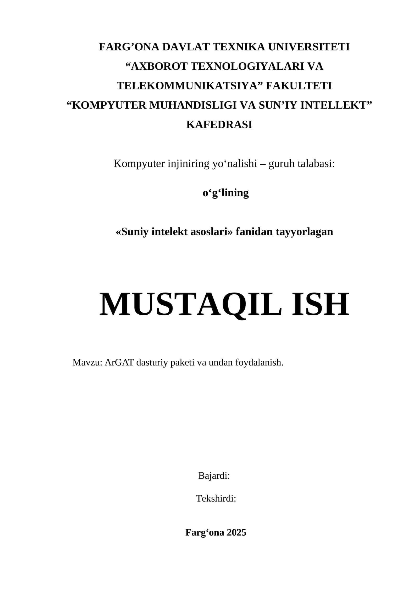 ArGAT dasturiy paketi va undan foydalanish 1