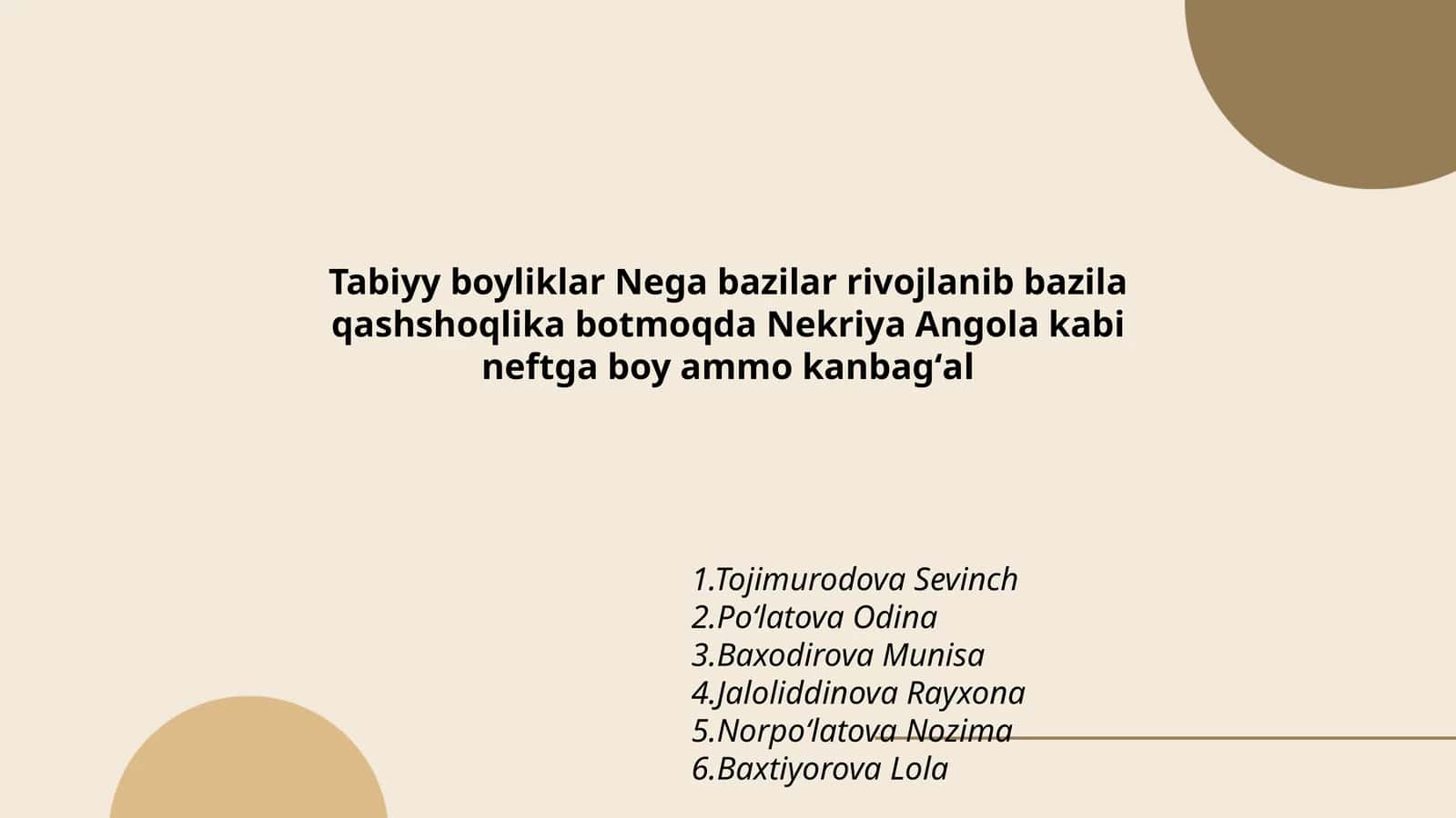 Tabiyy boyliklar Nega bazilar rivojlanib bazila qashshoqlika botmoqda Nekriya Angola kabi neftga boy ammo kanbagʻal 1
