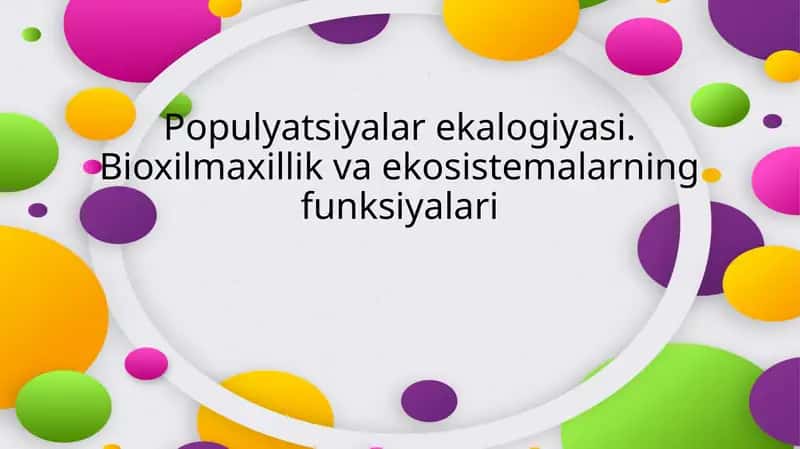 Populyatsiyalar Ekologiyasi 1