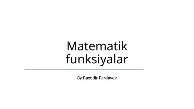 Matematik funksiyalar 1