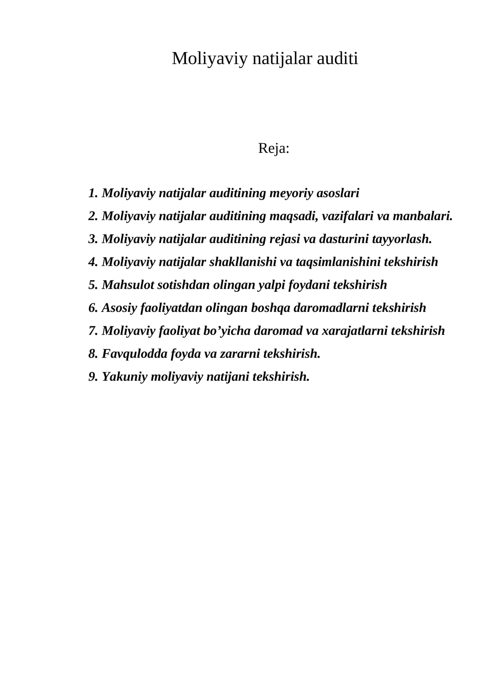 Moliyаviy natijalar auditi 1