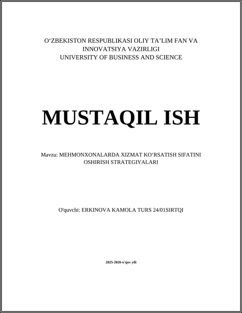 MEHMONXONALARDA XIZMAT KOʻRSATISH SIFATINI OSHIRISH STRATEGIYALARI 1