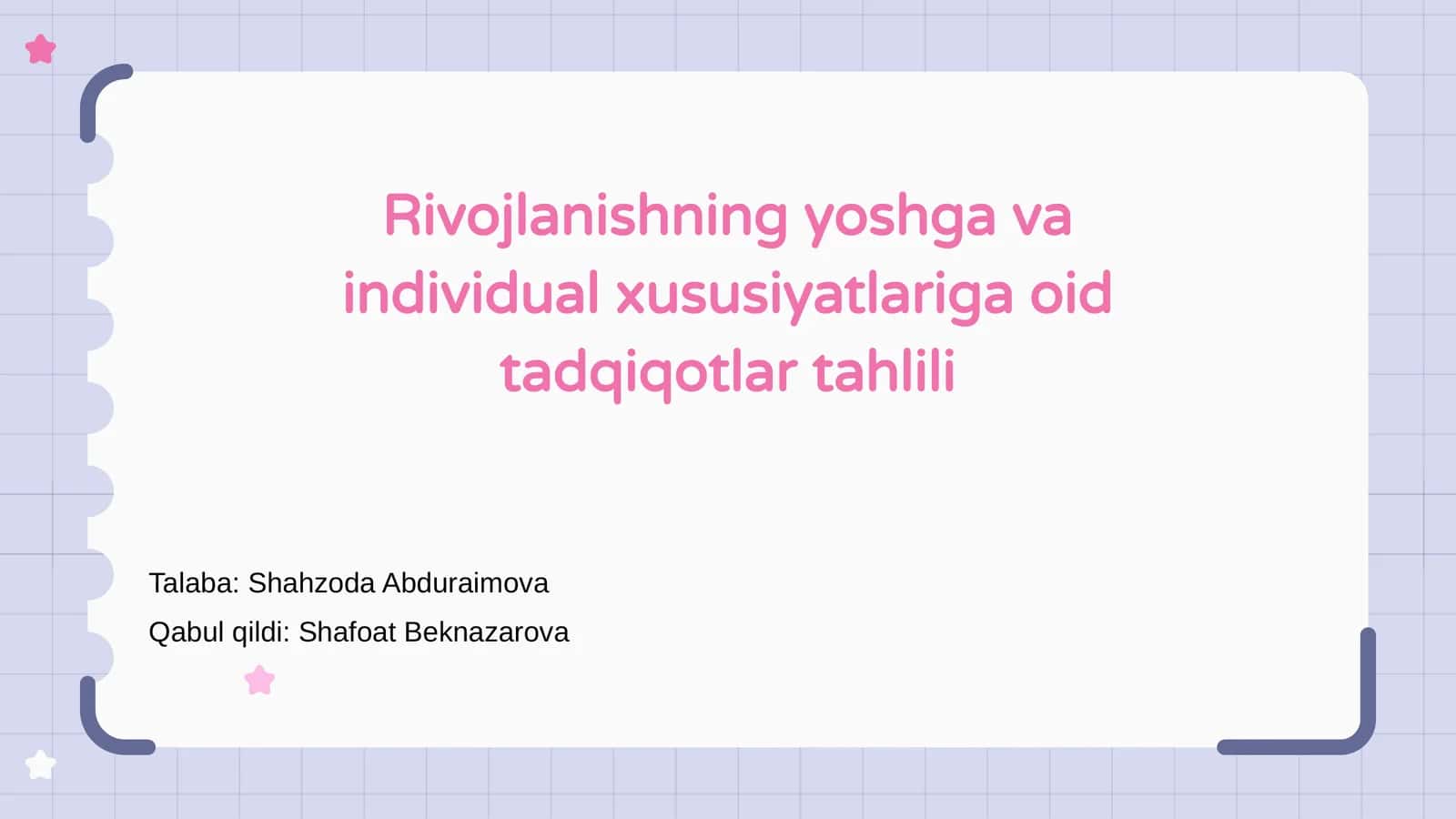 Rivojlanishning yoshga va individual xususiyatlariga oid tadqiqotlar tahlili 1