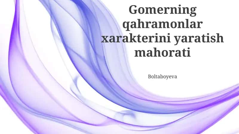 Qahramonlar xarakterini yaratish mahorati 1