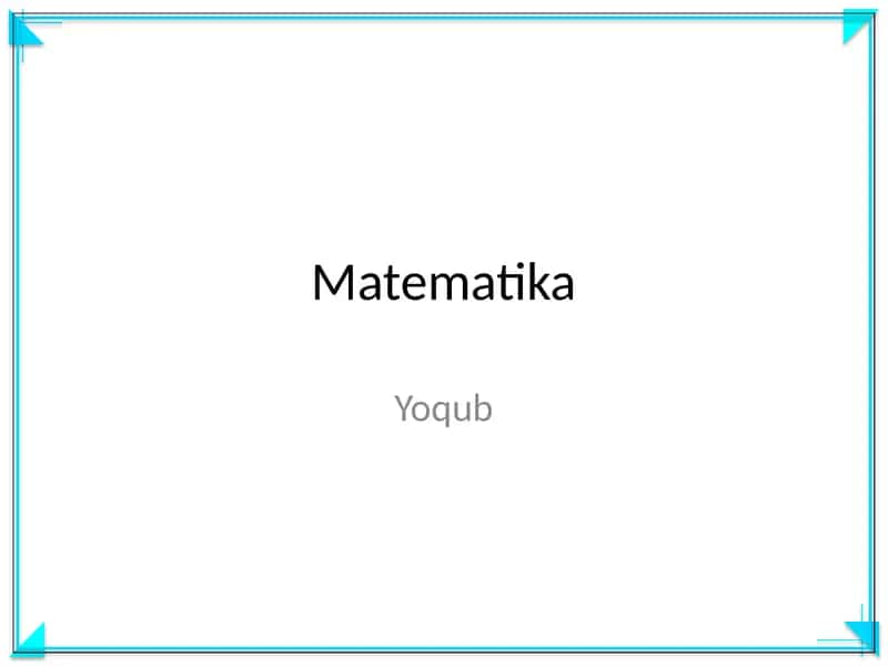 Matematika 1