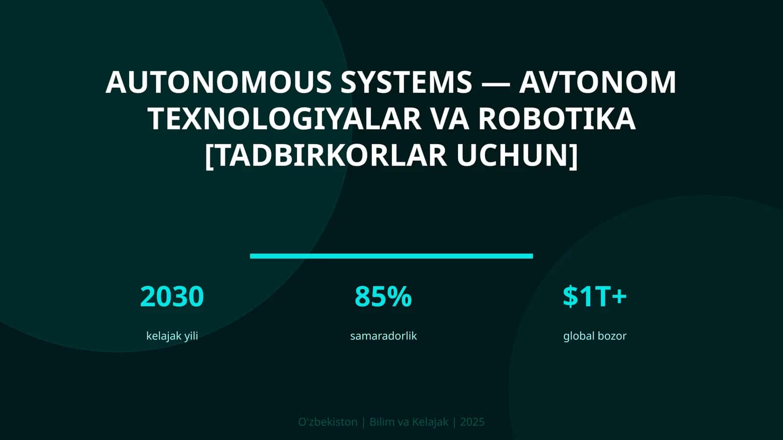 Autonomous Systems — avtonom texnologiyalar va robotika [tadbirkorlar uchun] 1