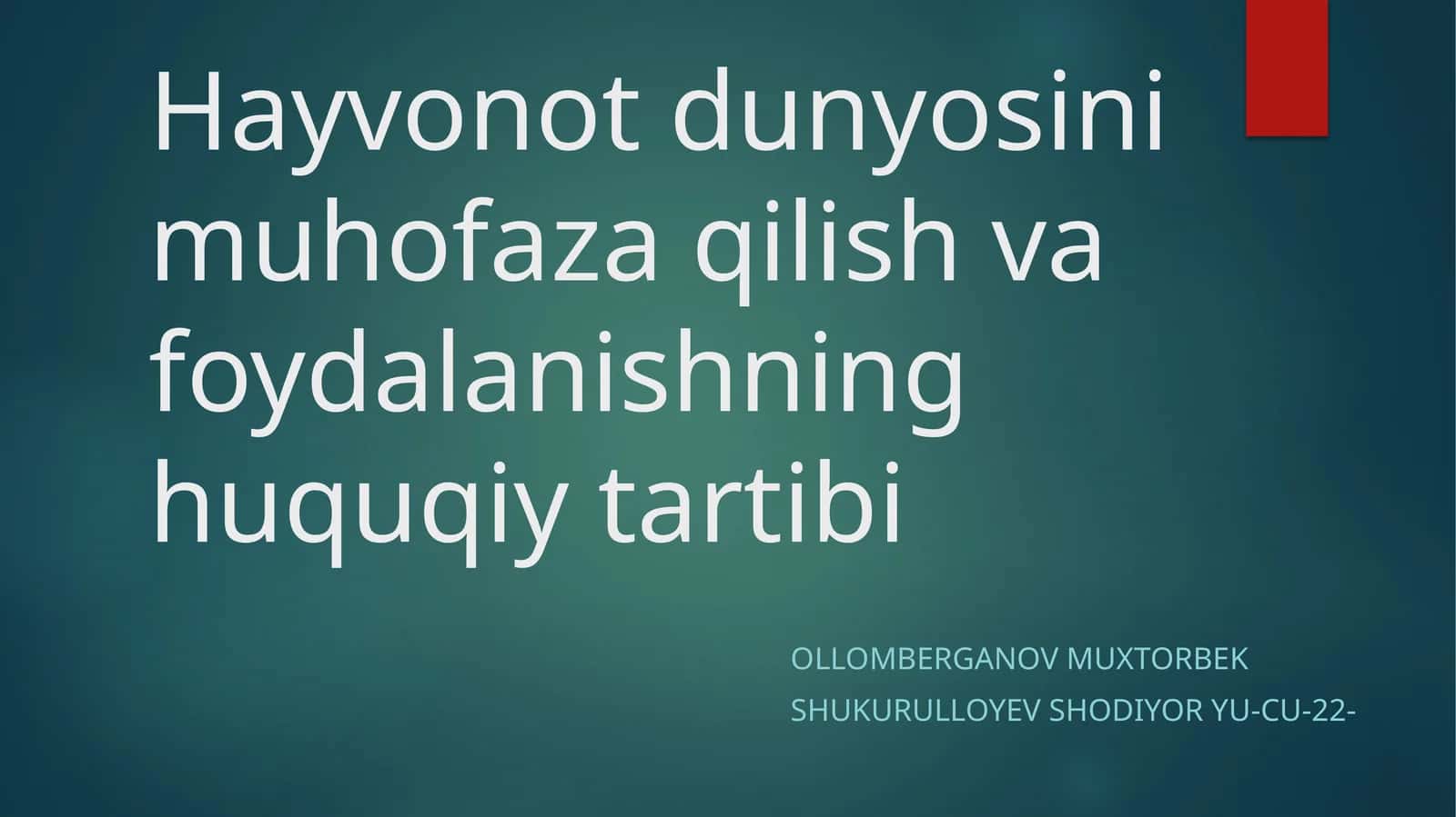 Hayvonot dunyosini muhofaza qilish va foydalanishning huquqiy tartibi 1