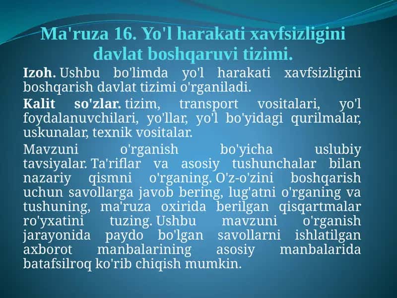Yo'l harakati xavfsizligini davlat boshqaruv tizimi 1