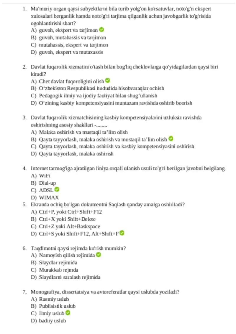 2025 yilgi argos IQ test javoblari 1