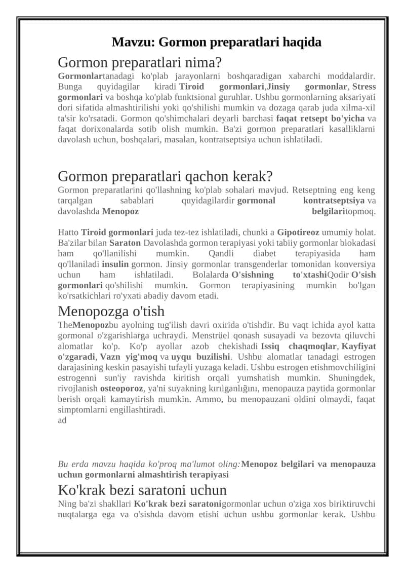 Gormon preparatlari haqida 1