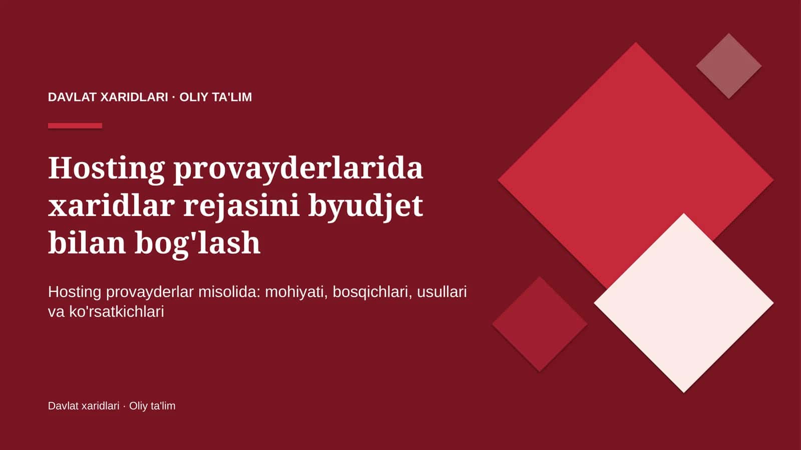Hosting provayderlarida xaridlar rejasini byudjet bilan bog'lash 1