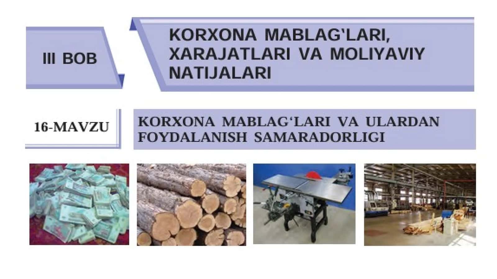 KORXONA MABLAG'LARI VA ULARDAN FOYDALANISH 1