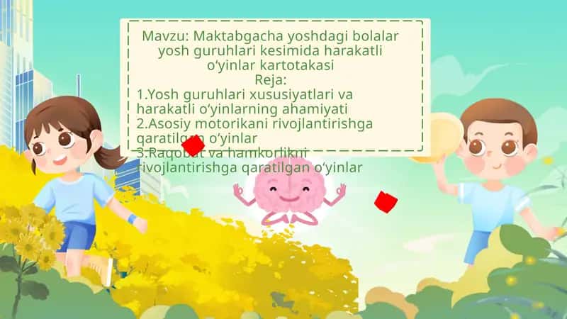 Maktabgacha yoshdagi bolalar yosh guruhlari kesimida harakatli oʻyinlar kartotakasi 1