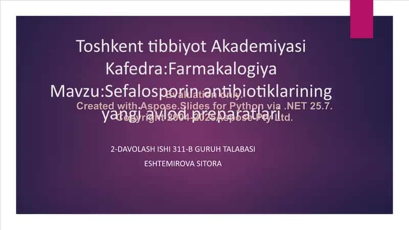 Sefalosporin antibiotiklarining yangi avlod preparatlari 1